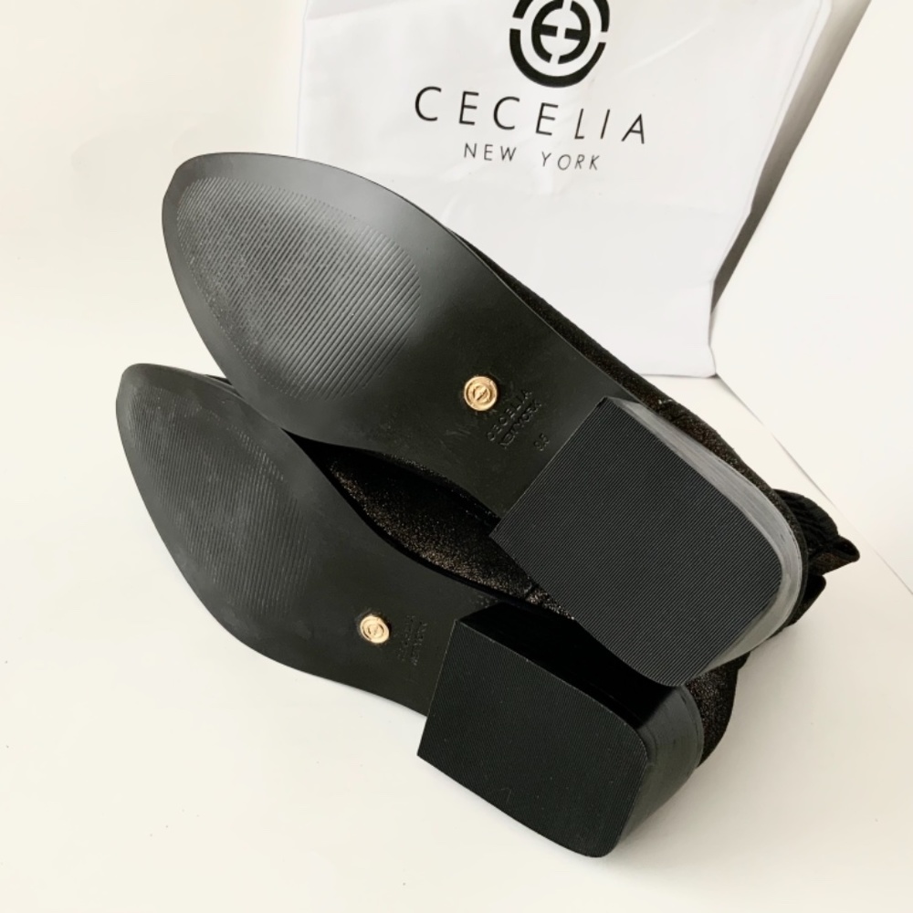 Cecelia New York Tomas Ankle Boot Blacks Pewter Leather Fashion Heel Booties 9.5 - Picture 10 of 10